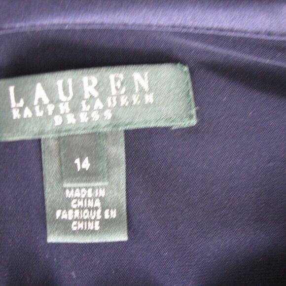 Ralph Lauren navy silk blend dress 14 - Picture 4 of 9